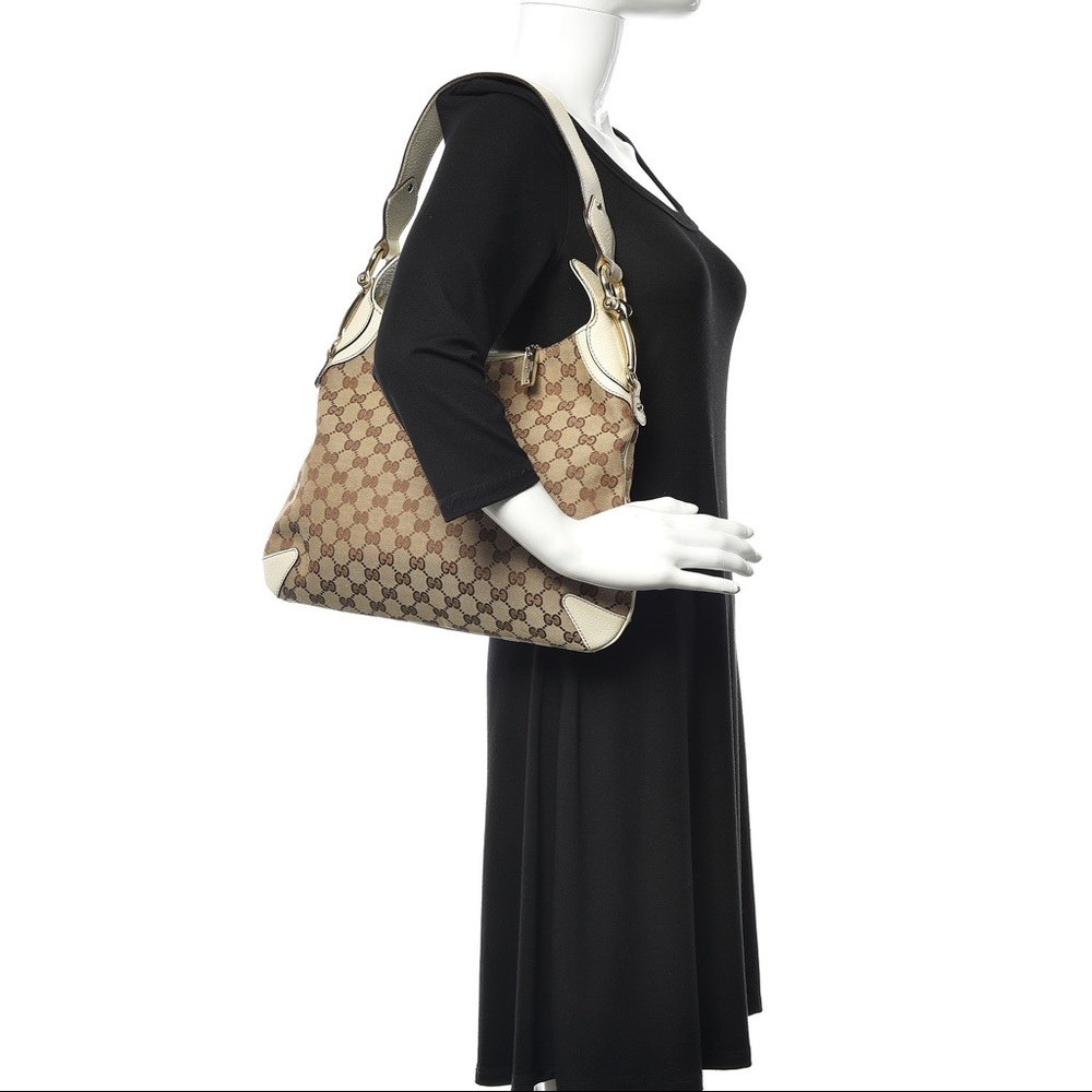 Vintage Gucci GG Monogram Creole Hobo Ivory